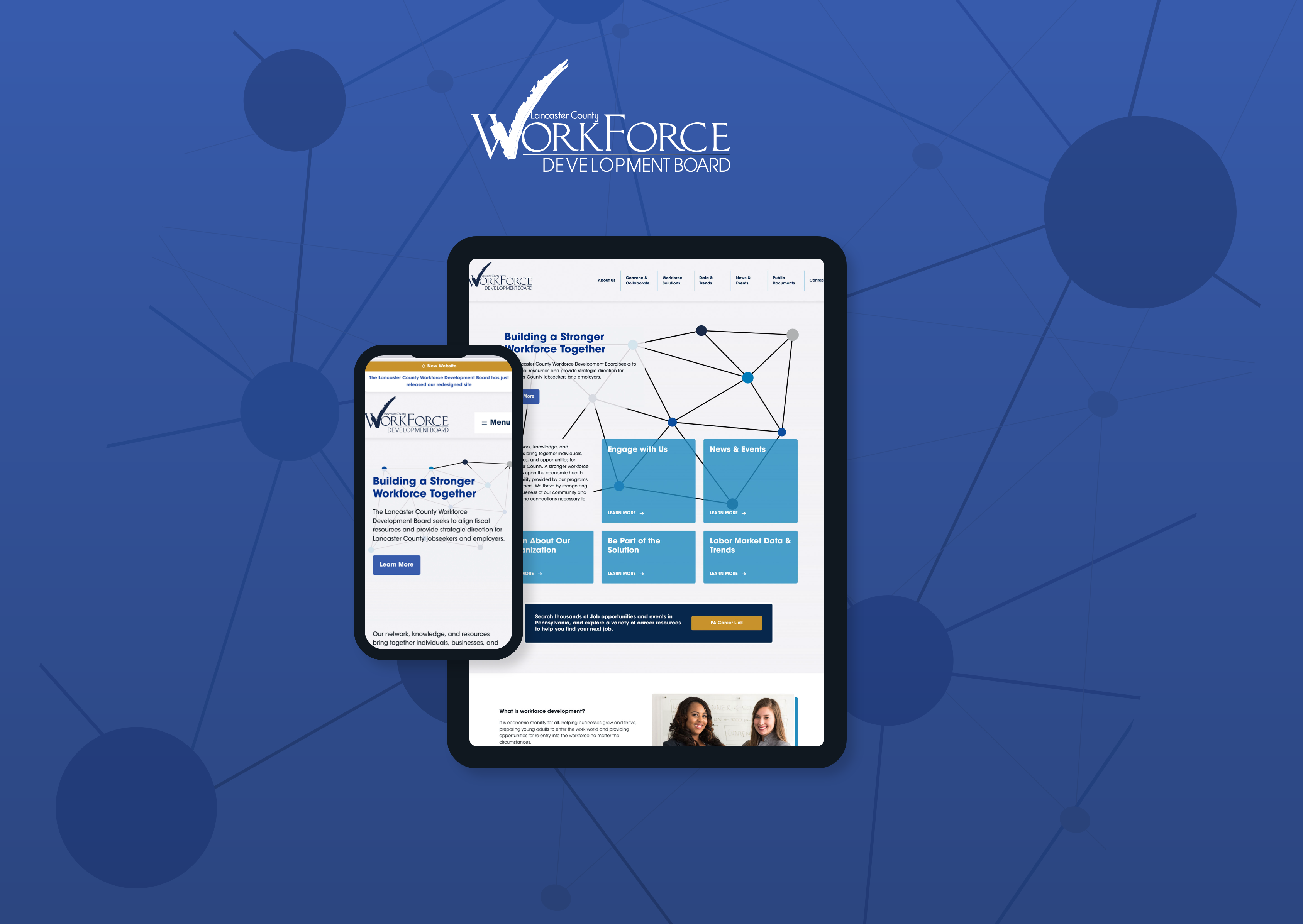 mockup of new website for Lancaster County Workforce Development Board